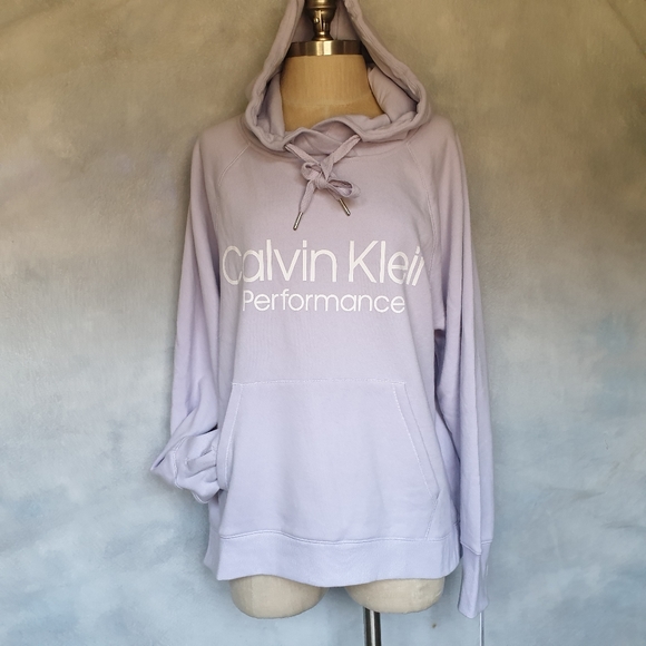 Calvin Klein Performance Logo Fleece Hoodie w/ Thumbholes Black  M & Violet Lg - Picture 5 of 16